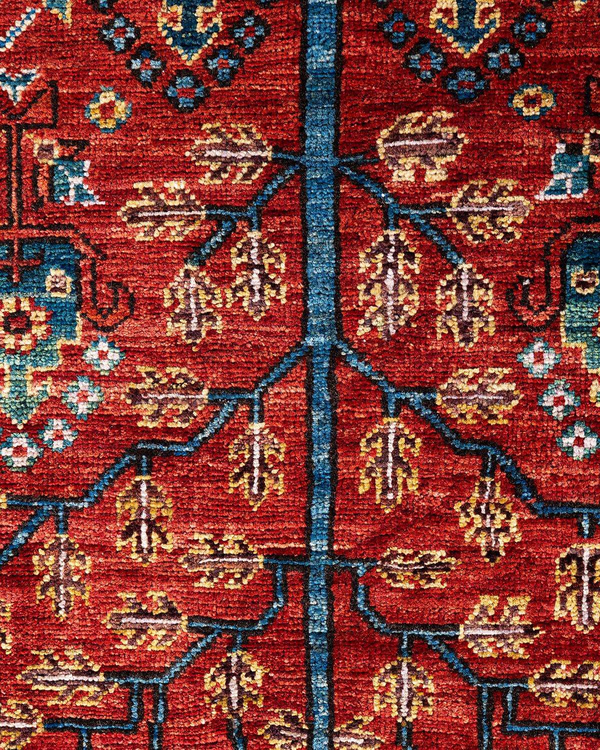 Pakistani Traditional Serapi Hand Knotted Wool Red Area Rug 2' 7