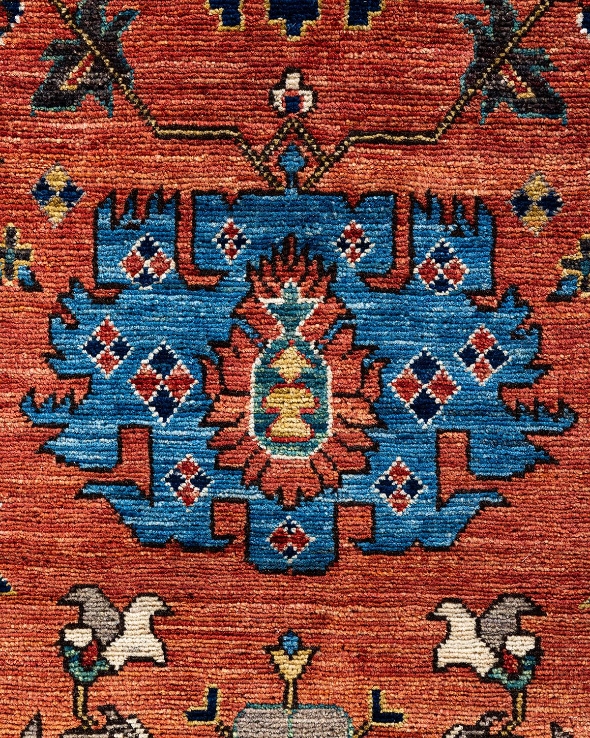 Pakistanais Tapis traditionnel Serapi noué à la main rouge de 5' 11