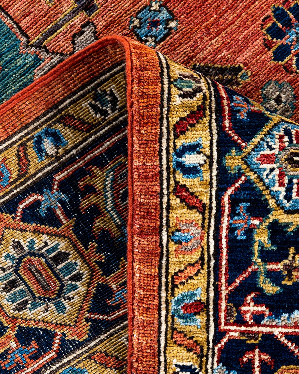 XXIe siècle et contemporain Tapis traditionnel Serapi noué à la main rouge de 5' 11