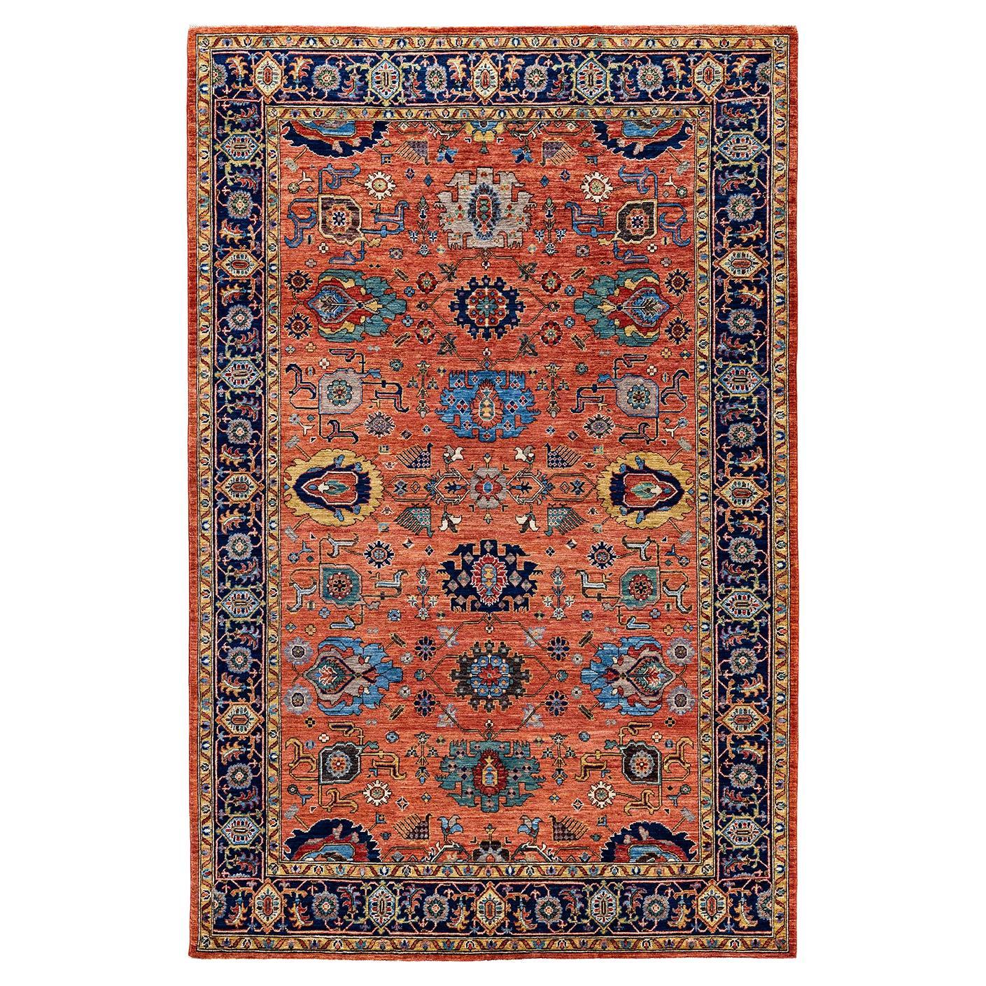 Tapis traditionnel Serapi noué à la main rouge de 5' 11" x 9' 1"