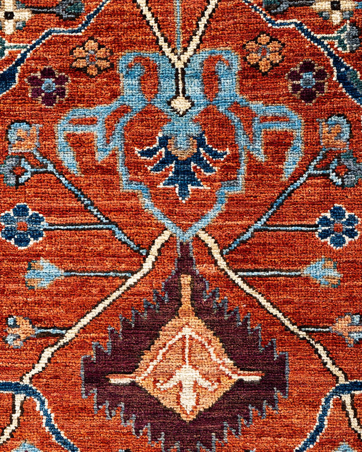 Traditioneller handgeknüpfter roter Serapi-Teppich aus Wolle 6' 0