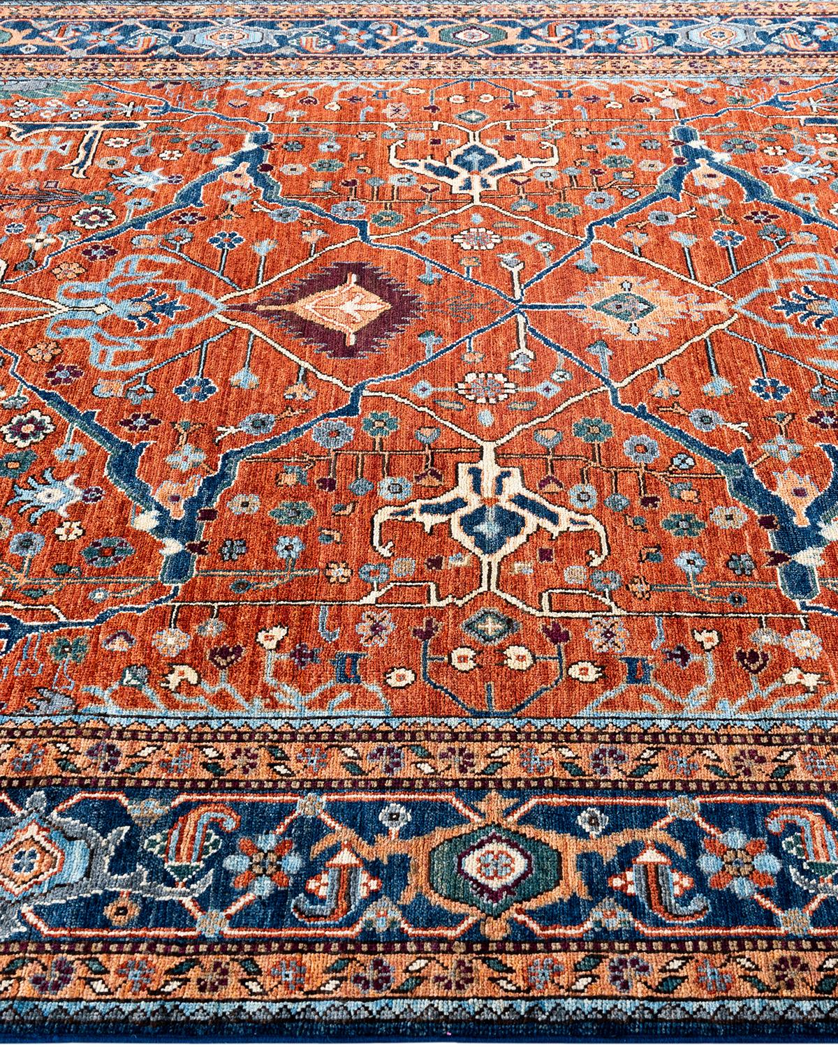 Traditioneller handgeknüpfter roter Serapi-Teppich aus Wolle 6' 0