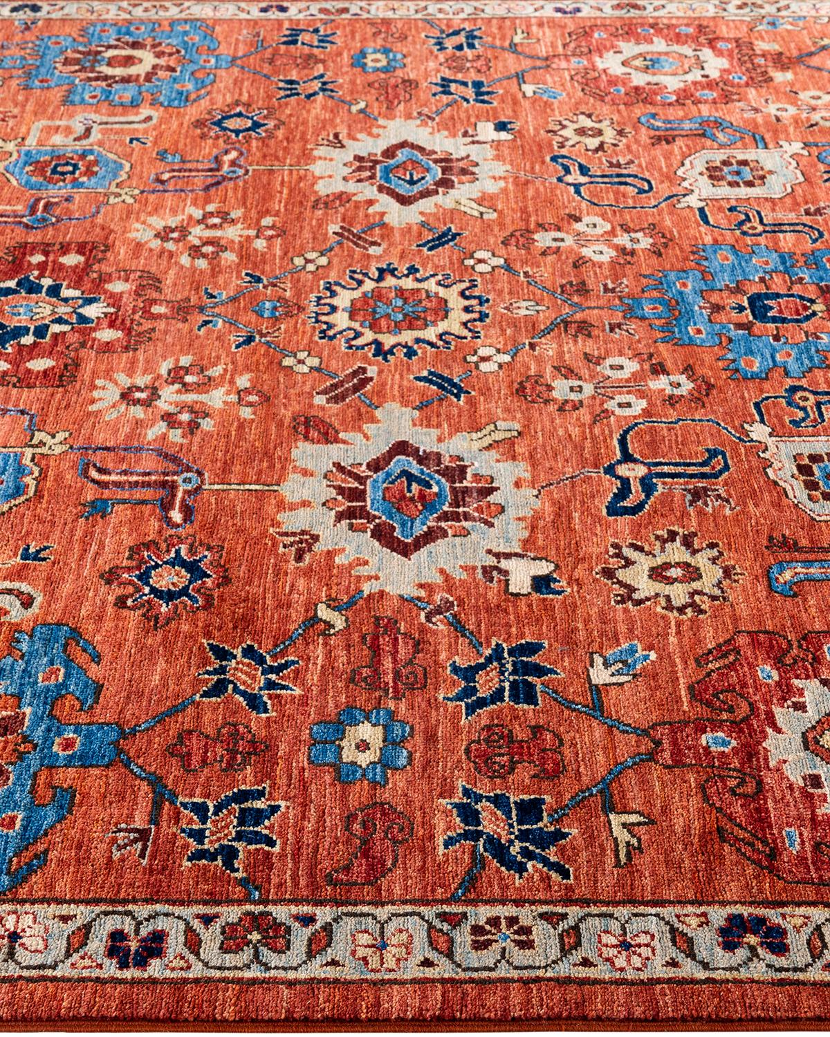 Noué à la main Tapis traditionnel Serapi noué à la main rouge de 6' 1