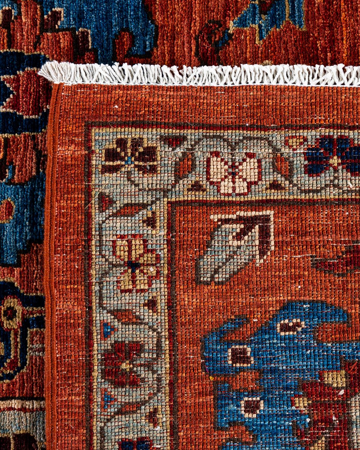 Tapis traditionnel Serapi noué à la main rouge de 6' 1