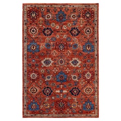Tapis traditionnel Serapi noué à la main rouge de 6' 1" x 9' 2"