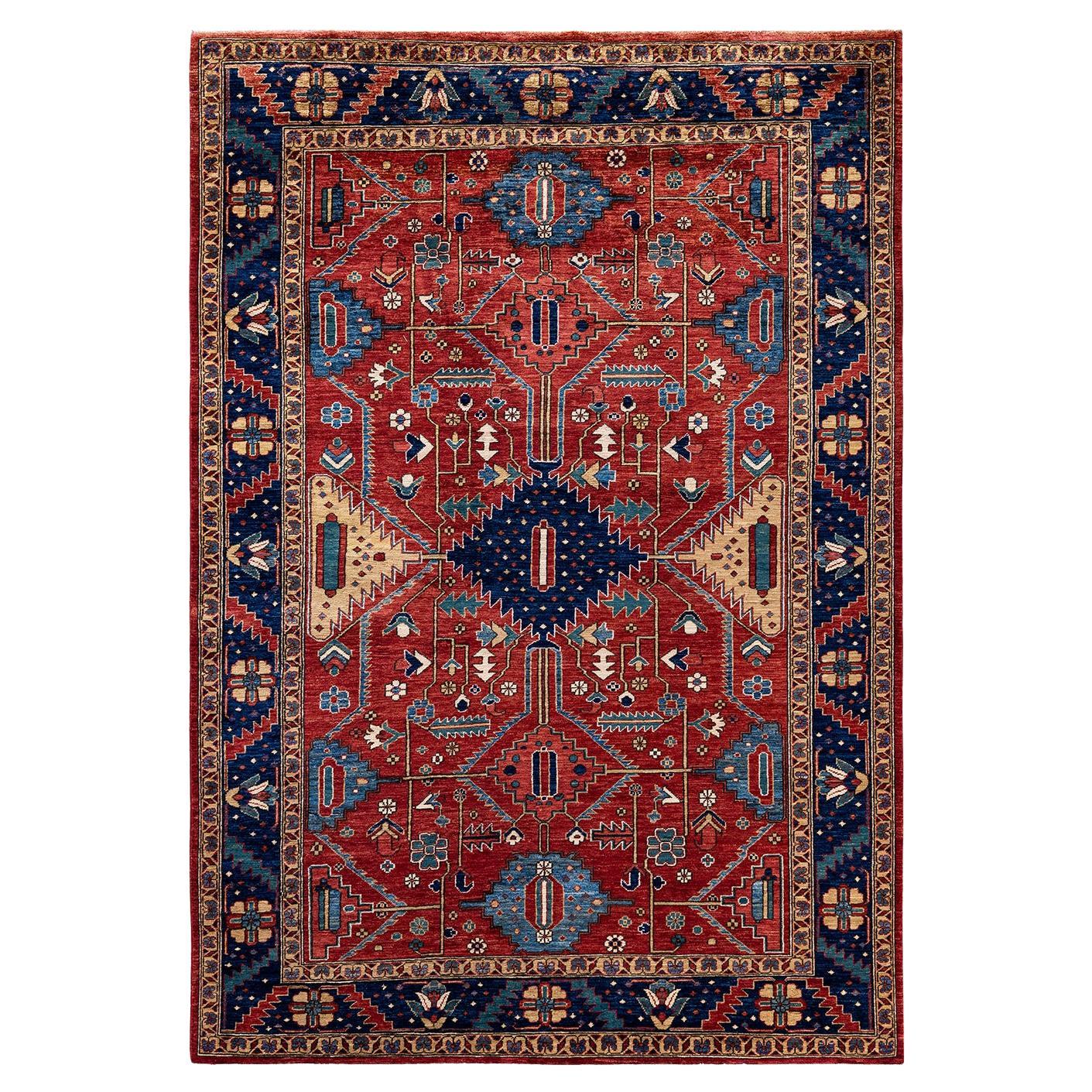 Traditional Serapi Hand Knotted Wool Red Area Rug 6' 2