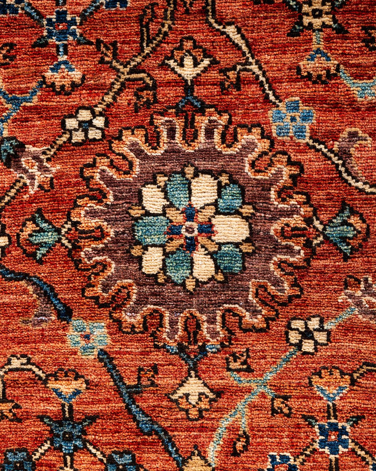 Pakistanais Tapis traditionnel Serapi noué à la main rouge de 6' 2