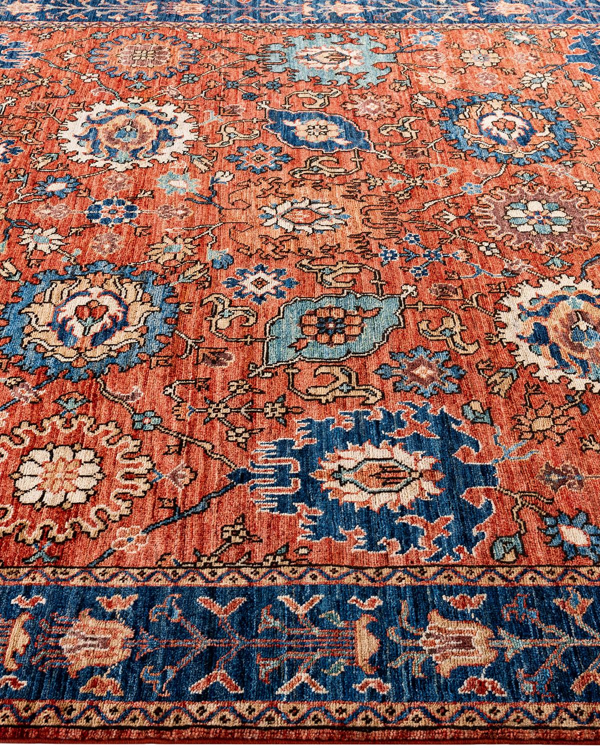 Noué à la main Tapis traditionnel Serapi noué à la main rouge de 6' 2