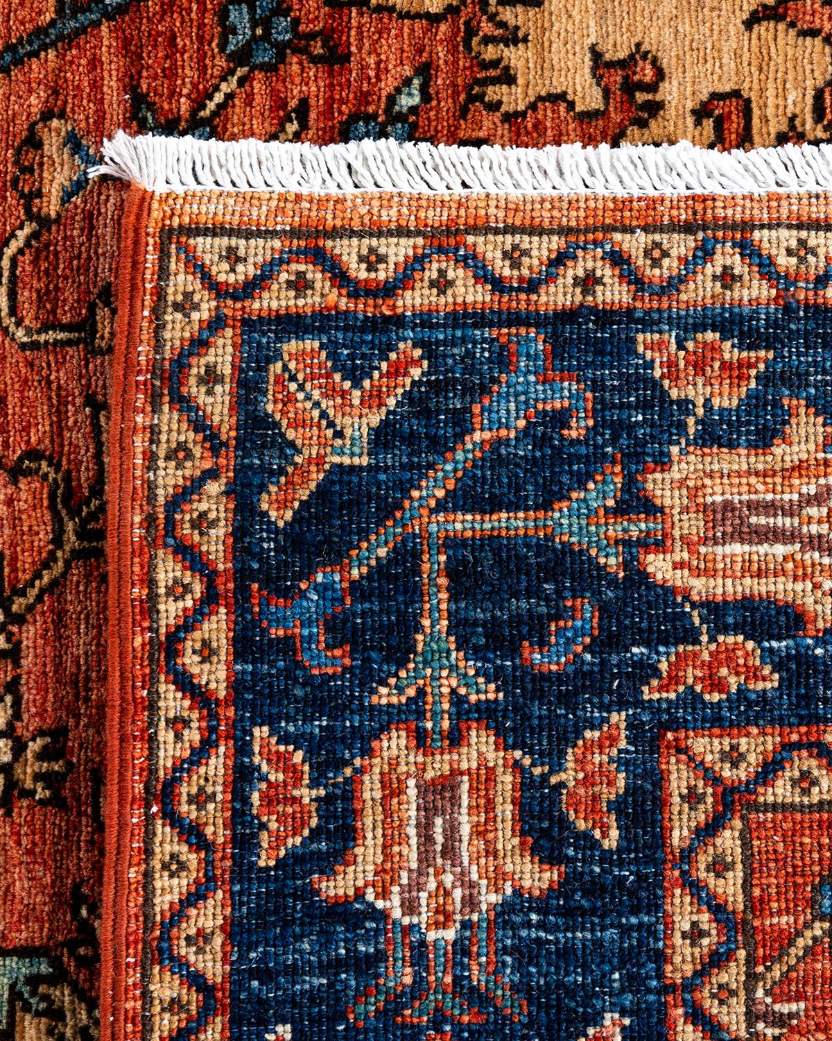 Tapis traditionnel Serapi noué à la main rouge de 6' 2