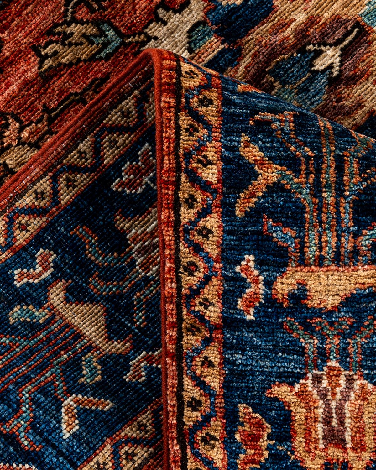 XXIe siècle et contemporain Tapis traditionnel Serapi noué à la main rouge de 6' 2