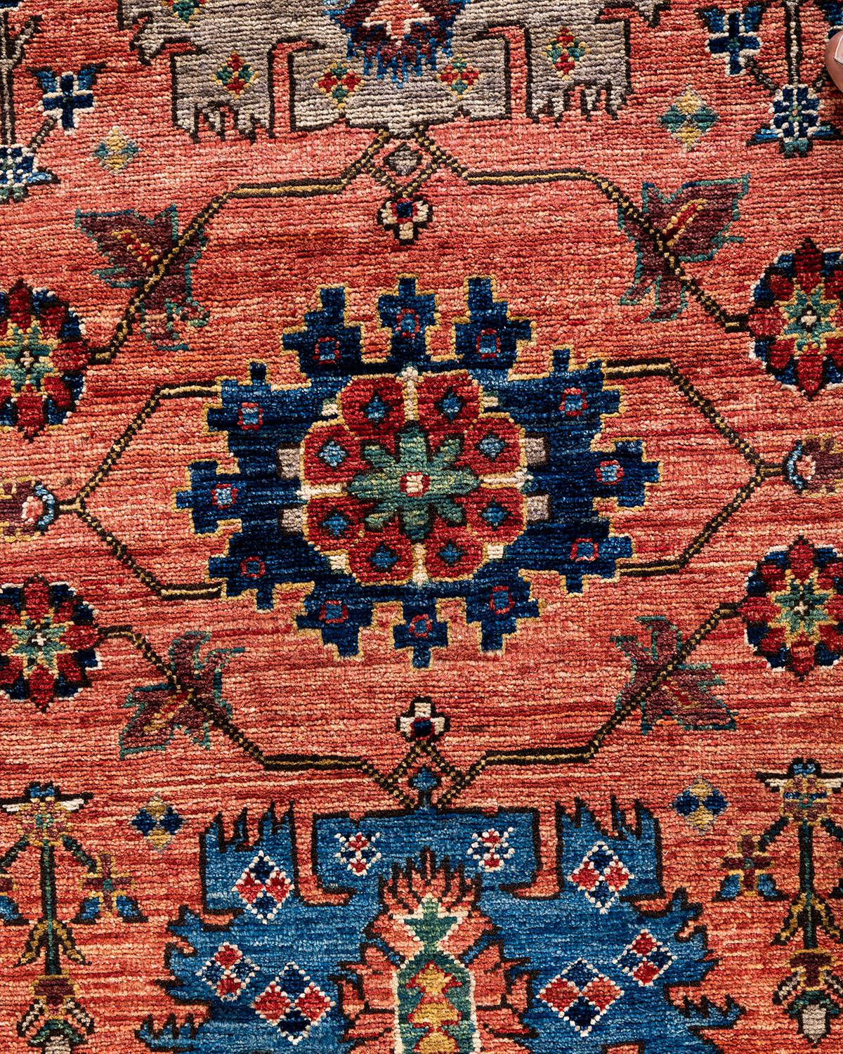 Pakistanais Tapis traditionnel Serapi noué à la main rouge de 6' 2