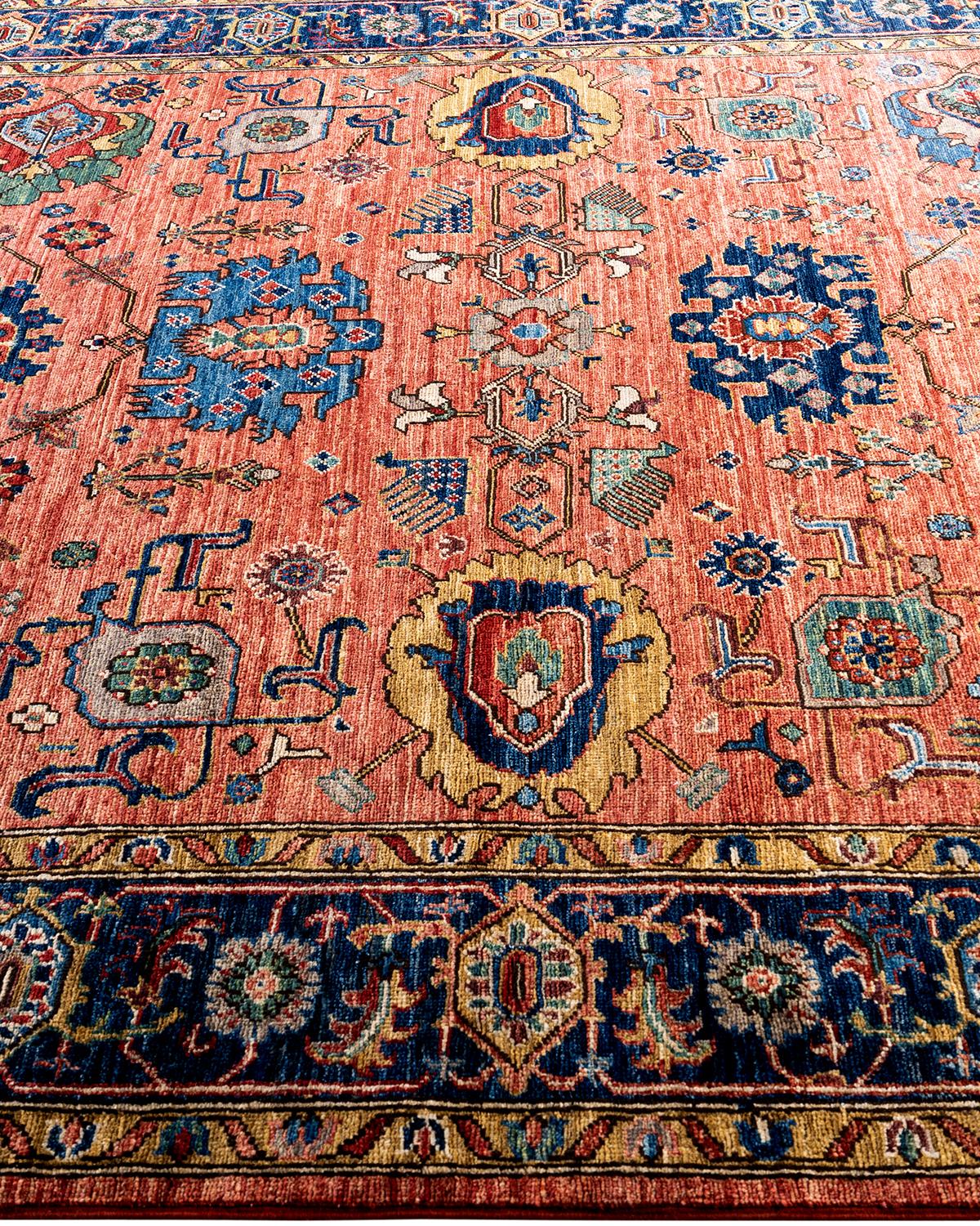 Tapis traditionnel Serapi noué à la main rouge de 6' 2