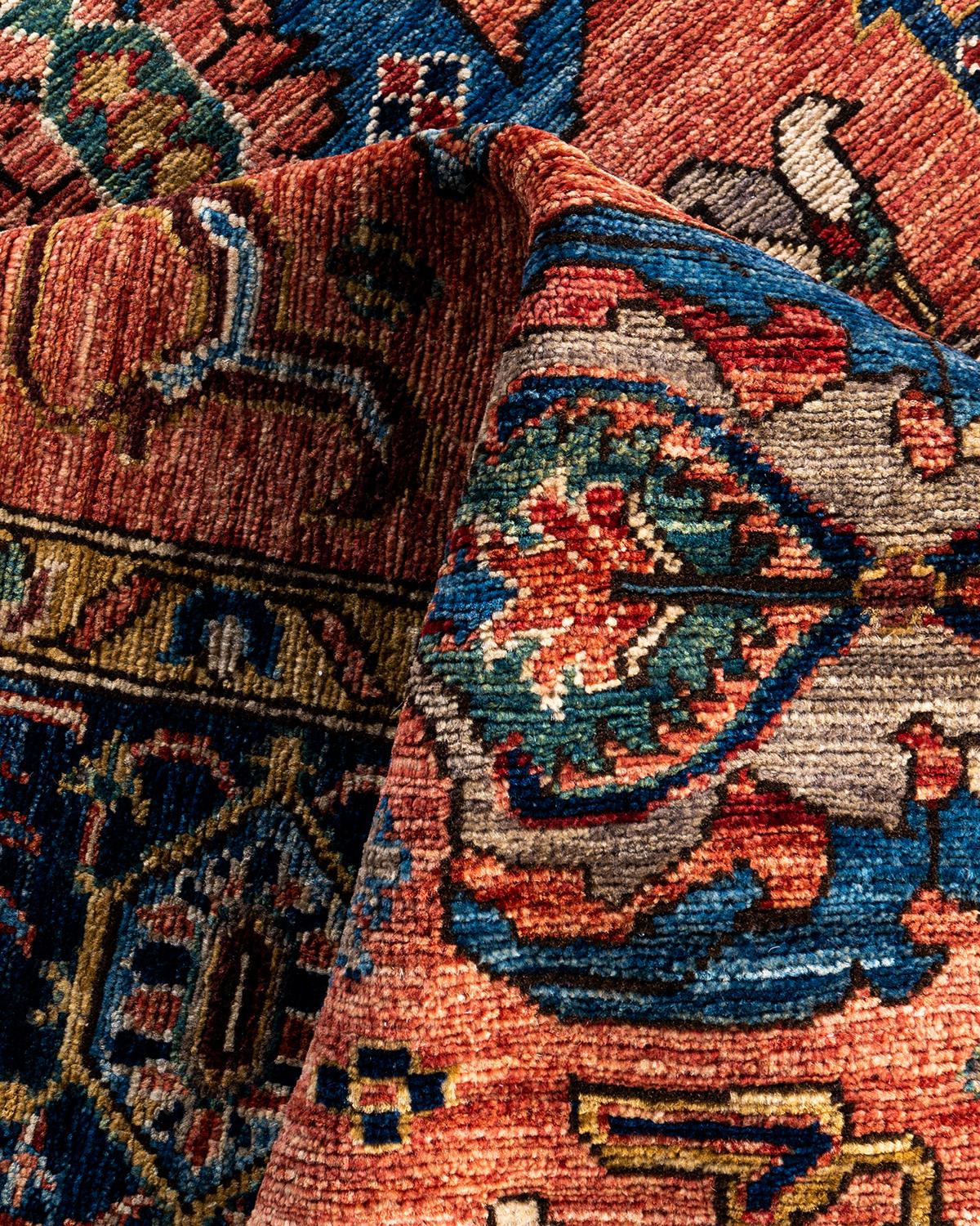 Tapis traditionnel Serapi noué à la main rouge de 6' 2