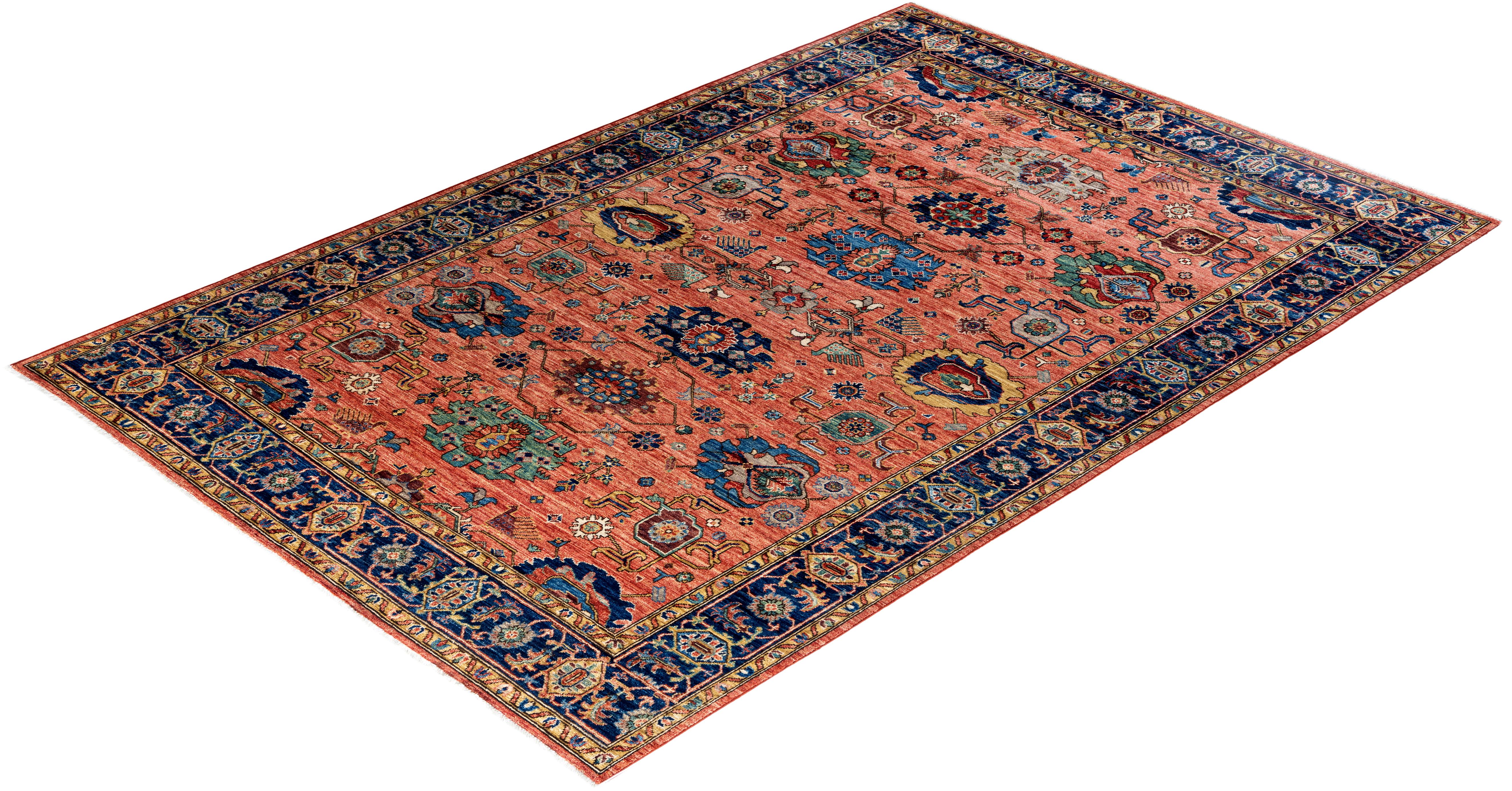 Tapis traditionnel Serapi noué à la main rouge de 6' 2
