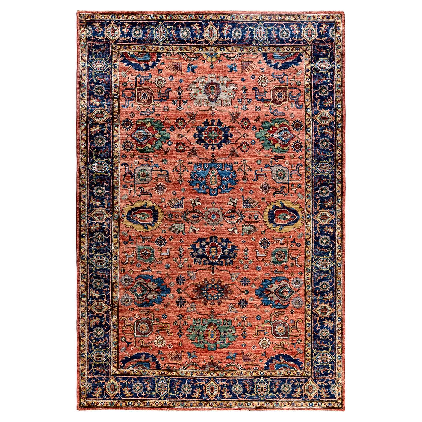 Tappeto tradizionale Serapi in lana rossa annodata a mano 6' 2" x 9' 2"
