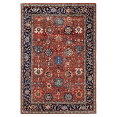Traditioneller handgeknüpfter roter Serapi-Teppich aus Wolle 6' 3" x 9' 2"