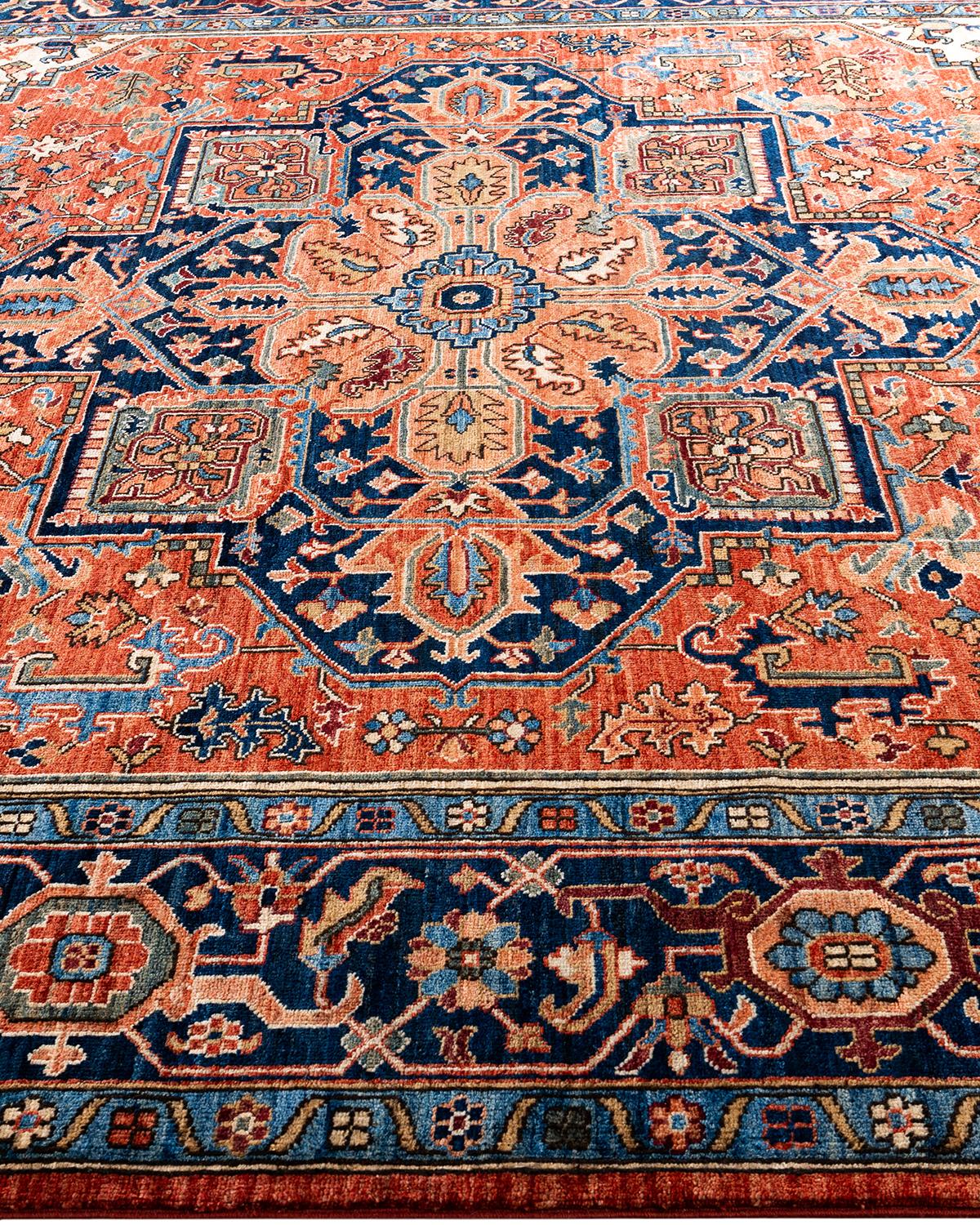Traditional Serapi Tapis de zone en laine nouée à la main rouge 8' 0