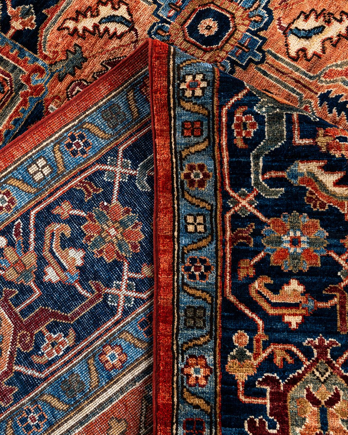 Laine Traditional Serapi Tapis de zone en laine nouée à la main rouge 8' 0