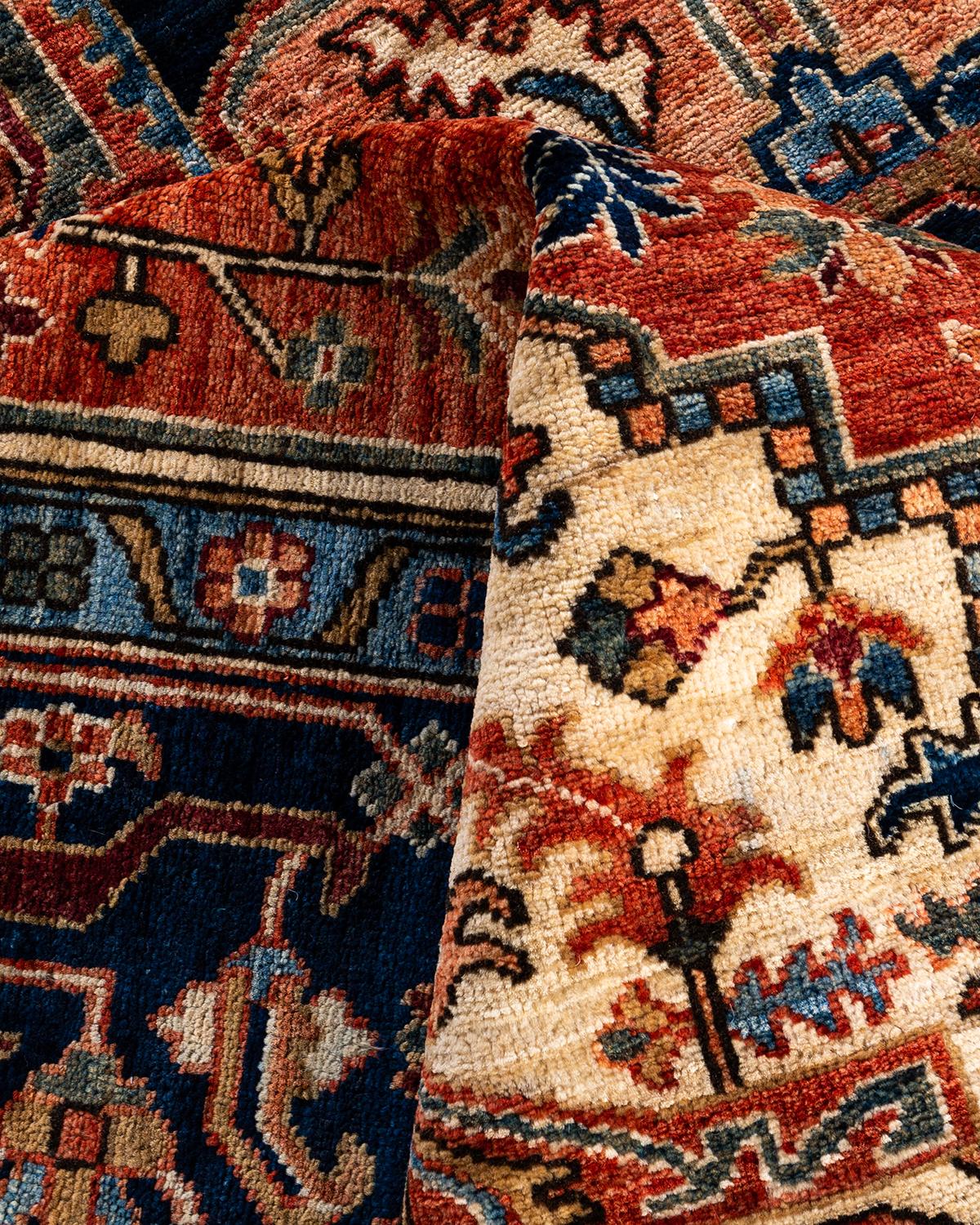 Traditional Serapi Tapis de zone en laine nouée à la main rouge 8' 0