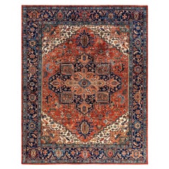 Traditional Serapi Tapis de zone en laine nouée à la main rouge 8' 0" x 10' 0"