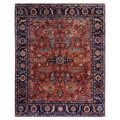 Traditional Serapi Tapis de zone en laine nouée à la main rouge 8' 0" x 10' 0"