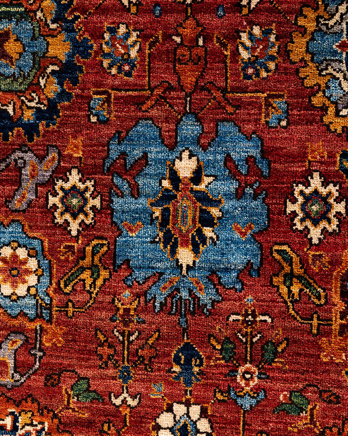 Pakistanais Tapis traditionnel Serapi noué à la main rouge de 8' 0