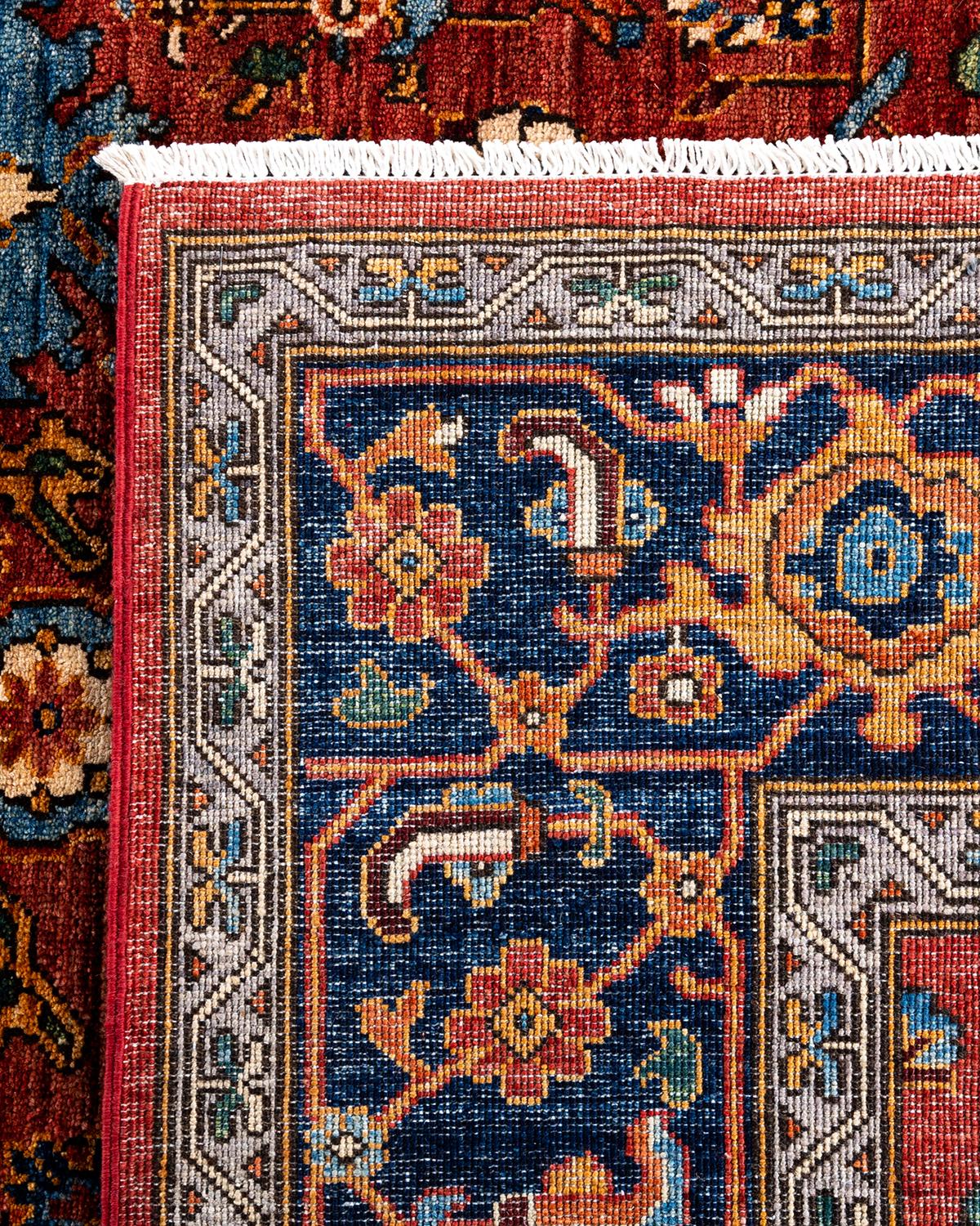 XXIe siècle et contemporain Tapis traditionnel Serapi noué à la main rouge de 8' 0