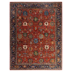 Alfombra tradicional Serapi de lana anudada a mano roja 8' 0" x 10' 4