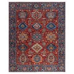 Tapis traditionnel Serapi noué à la main rouge de 8' 0" x 9' 9"