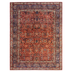 Tapis traditionnel Serapi noué à la main rouge de 8' 1" x 10' 5"