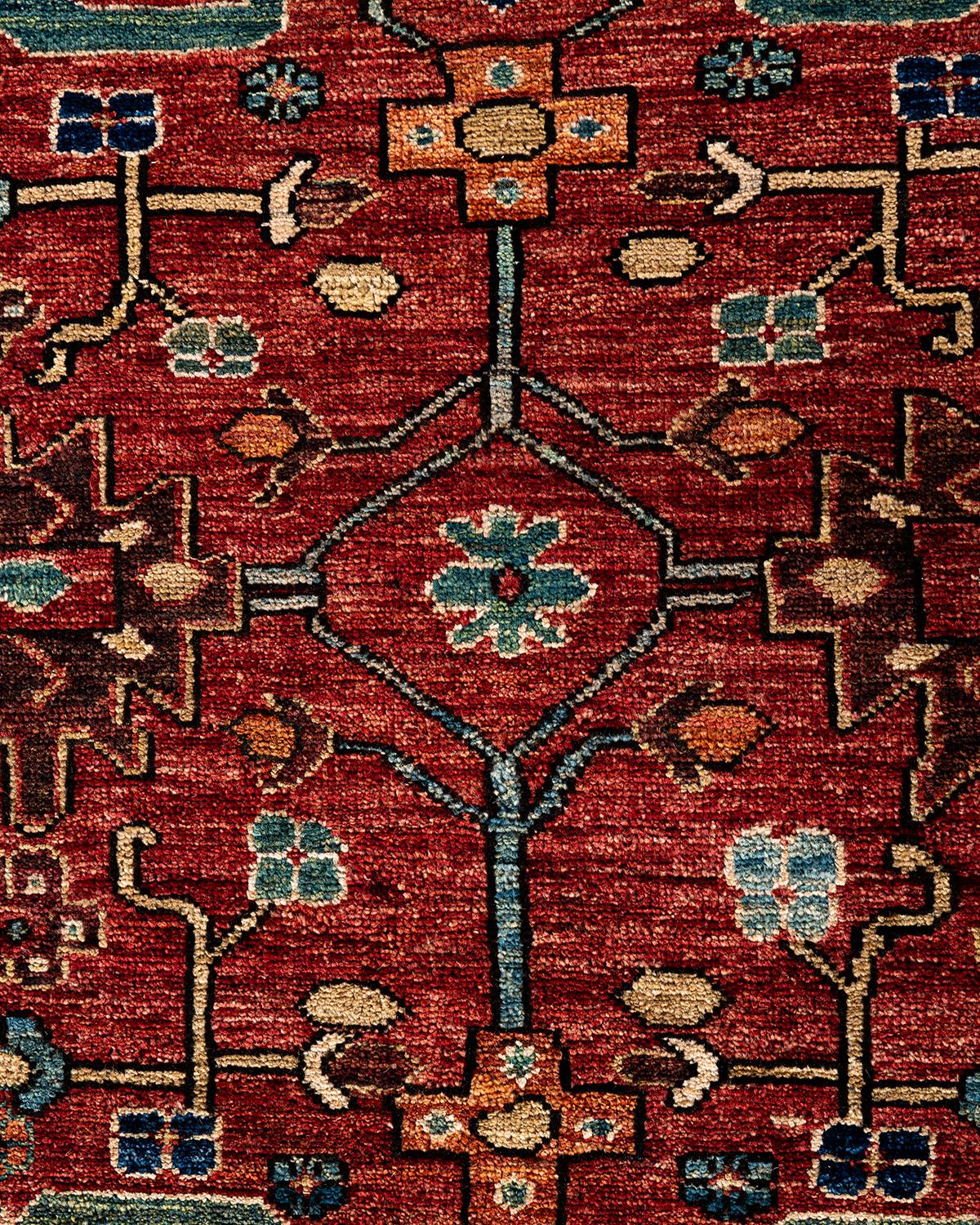 Traditioneller handgeknüpfter roter Serapi-Teppich aus Wolle 8' 1