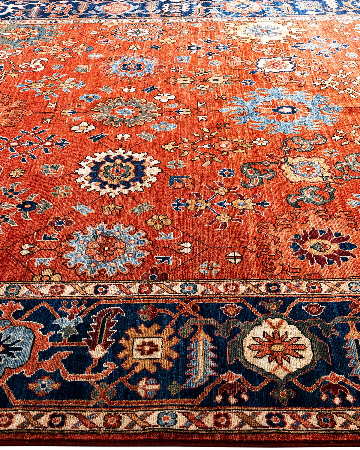 Tapis traditionnel Serapi noué à la main rouge de 8' 1