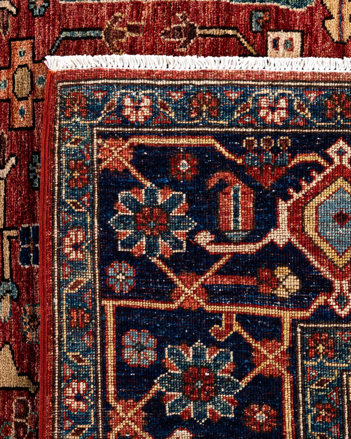 Traditioneller handgeknüpfter roter Serapi-Teppich aus Wolle 8' 1