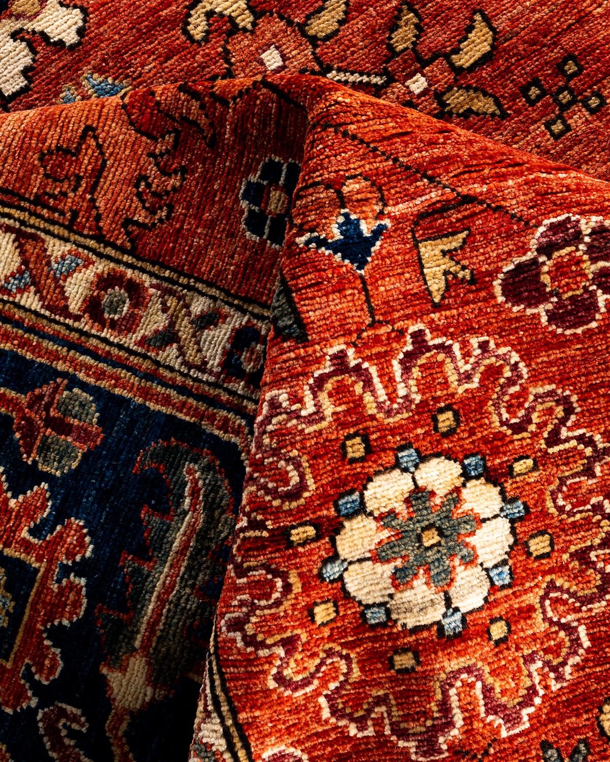 Tapis traditionnel Serapi noué à la main rouge de 8' 1