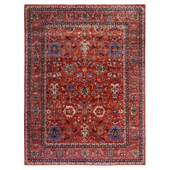 Tapis traditionnel Serapi noué à la main rouge de 8' 10" x 11' 9"