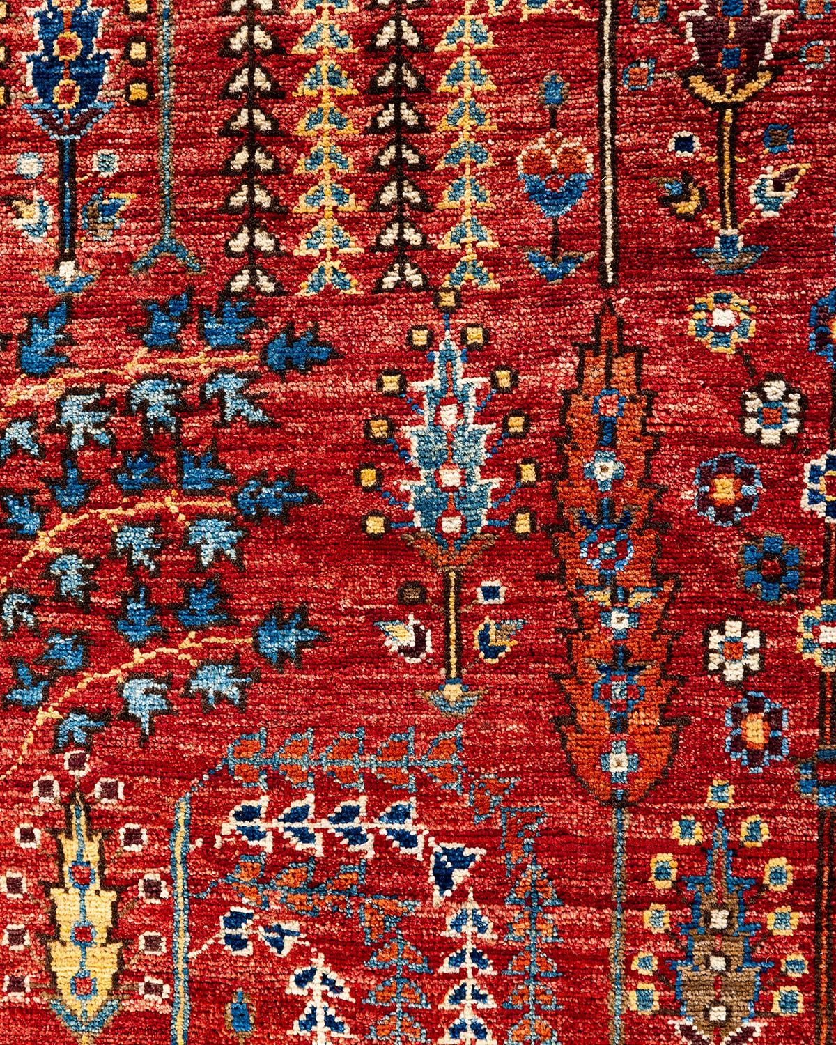 Pakistanais Tapis traditionnel Serapi noué à la main rouge de 8' 11