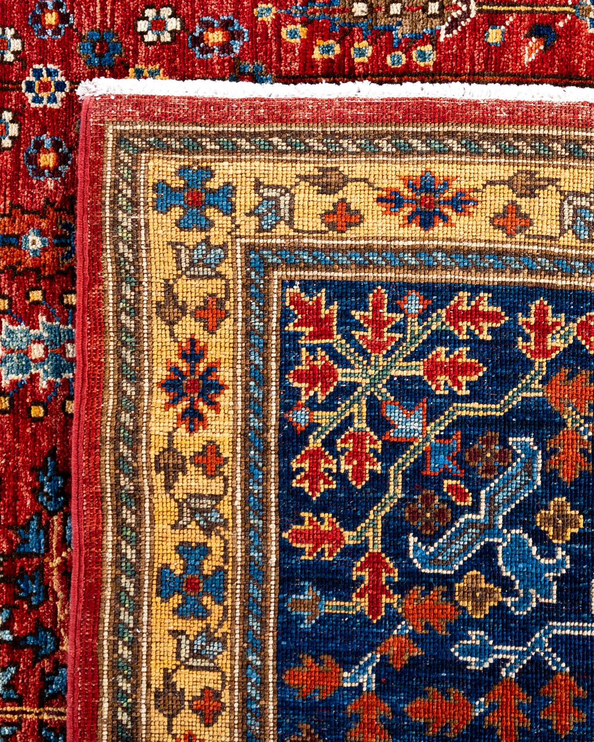 Tapis traditionnel Serapi noué à la main rouge de 8' 11