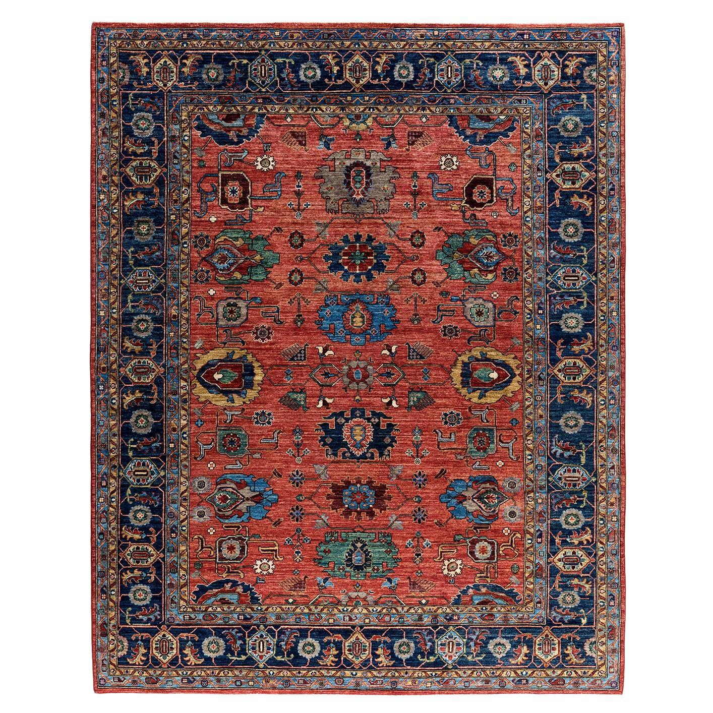 Tapis traditionnel Serapi noué à la main rouge de 8' 2" x 10' 4"