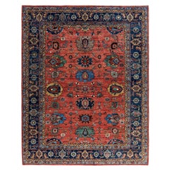 Alfombra tradicional Serapi de lana anudada a mano, roja 8' 2" x 10' 4