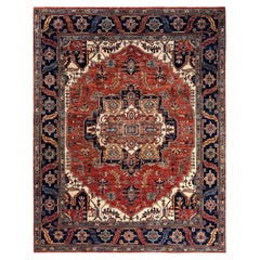 Tapis traditionnel Serapi noué à la main rouge de 8' 2" x 10' 4"