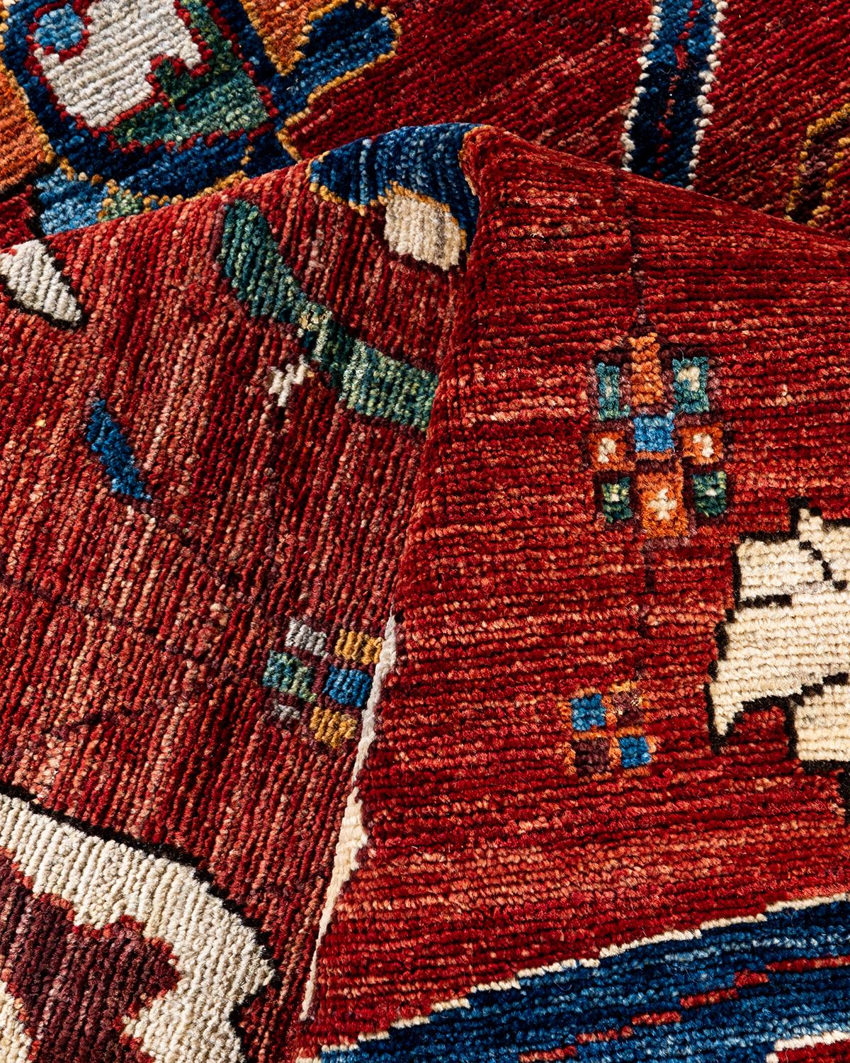 Laine Traditional Serapi Tapis de zone en laine nouée à la main rouge 8' 2