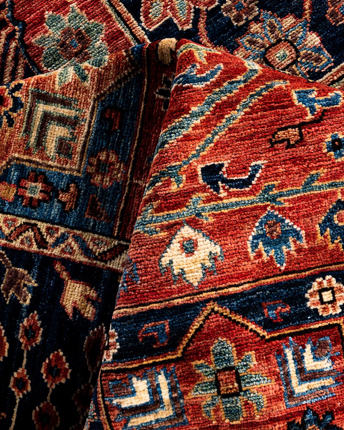 Tapis traditionnel Serapi noué à la main rouge de 8' 2
