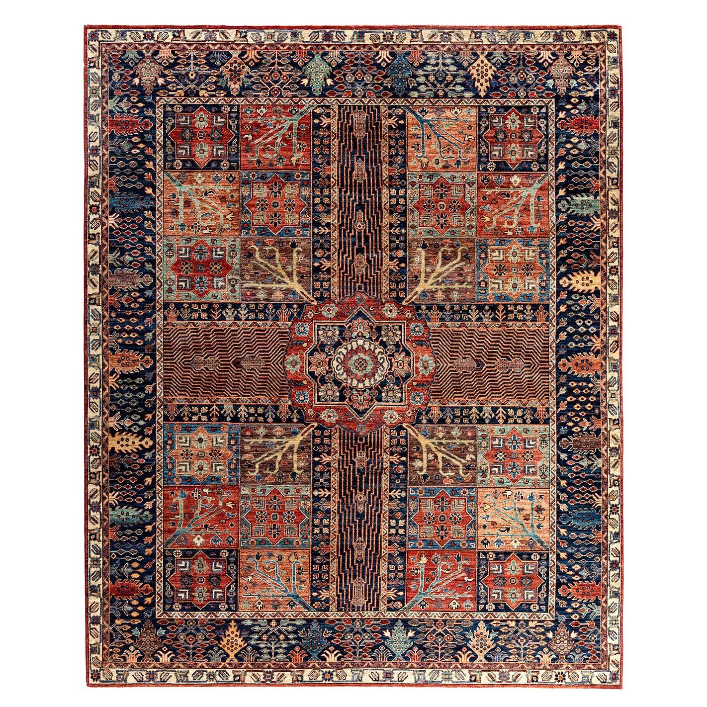 Tapis traditionnel Serapi noué à la main rouge de 8' 2" x 9' 11" en vente