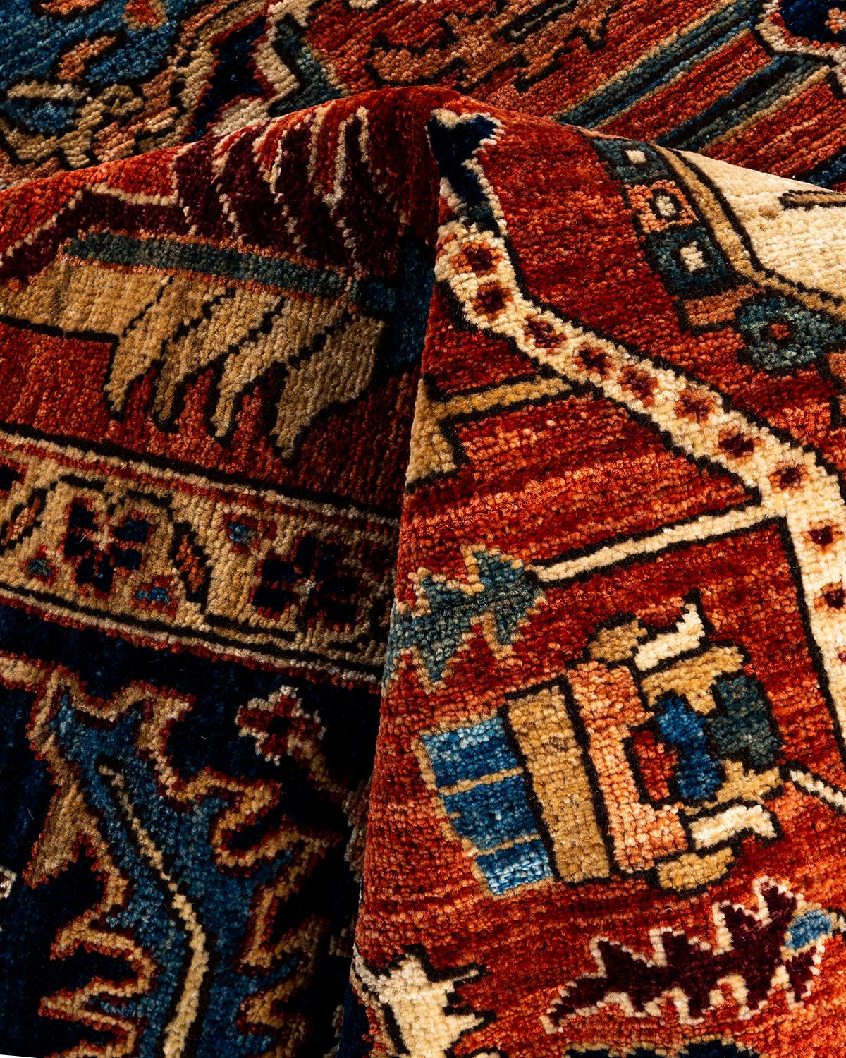 Tapis traditionnel Serapi noué à la main rouge de 8' 4