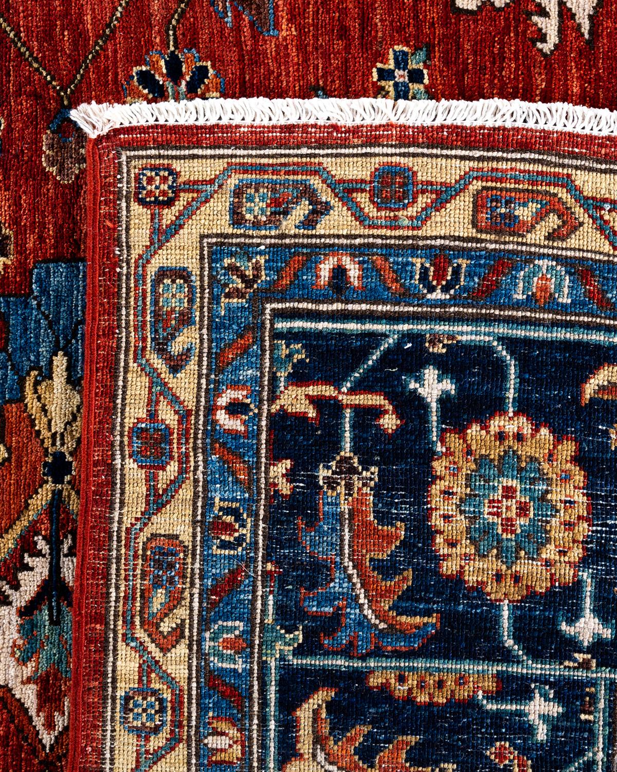 Tapis traditionnel Serapi noué à la main rouge de 9' 0