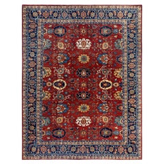 Alfombra tradicional Serapi de lana anudada a mano roja 9' 0" x 11' 9