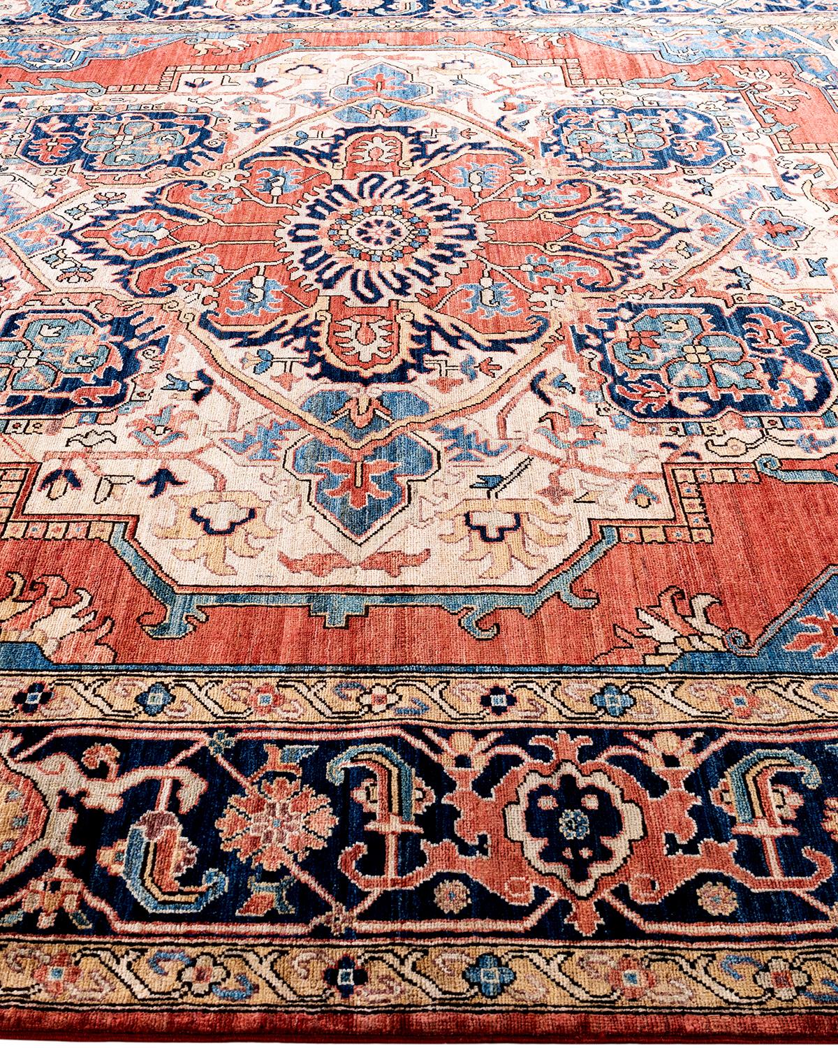 Tapis traditionnel Serapi noué à la main rouge de 9' 1