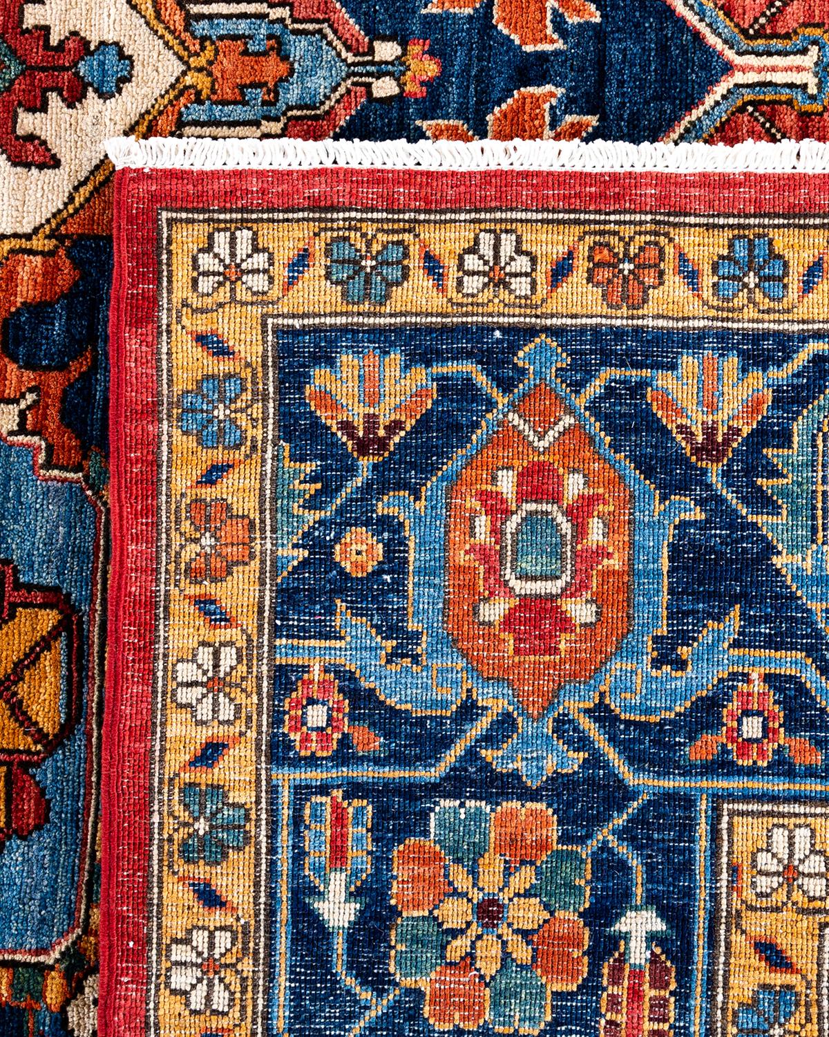 Traditioneller handgeknüpfter roter Serapi-Teppich aus Wolle 9' 1