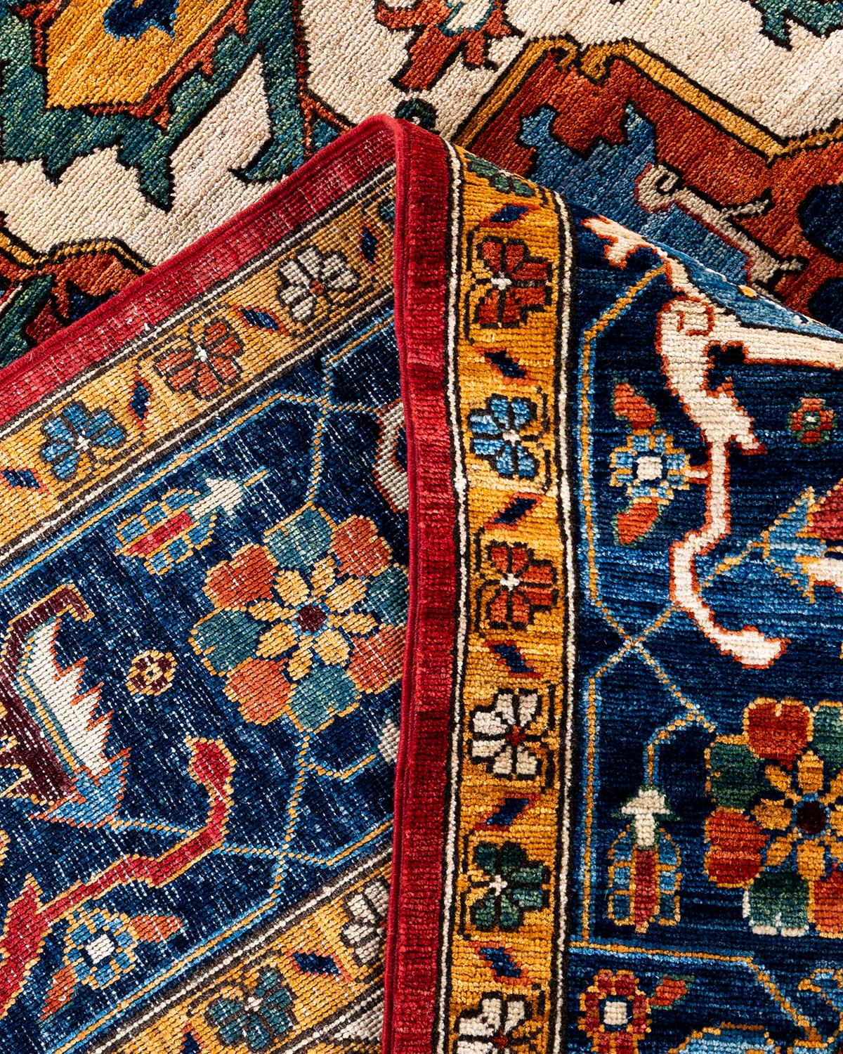 Traditioneller handgeknüpfter roter Serapi-Teppich aus Wolle 9' 1