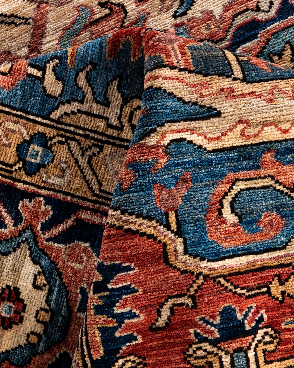Tapis traditionnel Serapi noué à la main rouge de 9' 1